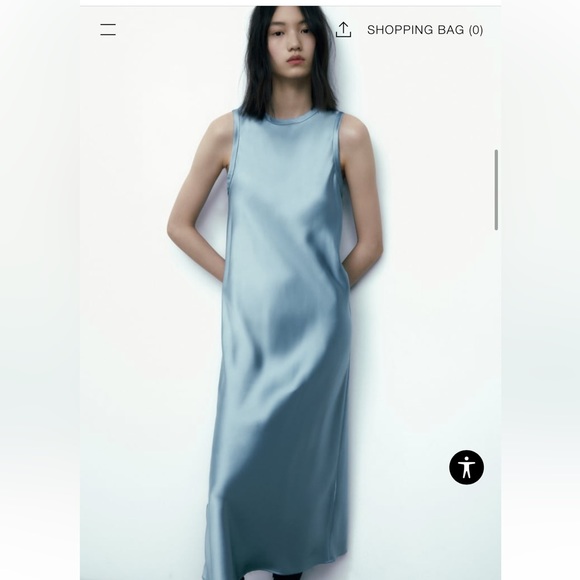 Zara blue satin like dress - Picture 4 of 15